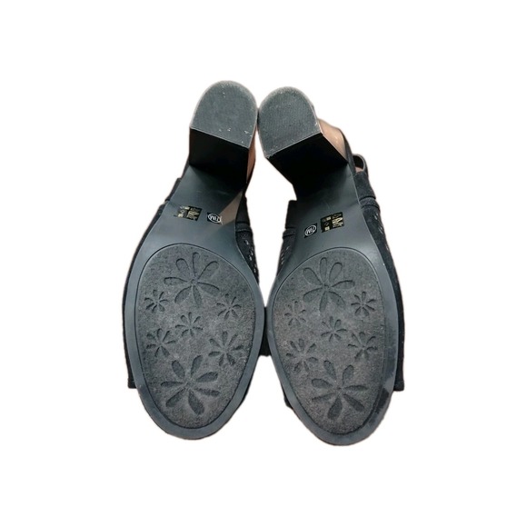 Chinese Laundry Slingback Sandals Womens 7.5M Black Perforated Peep‎ Toe Party - Picture 7 of 9